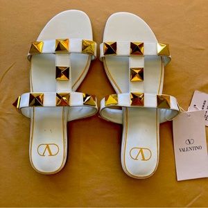 Valentino gold block sandals